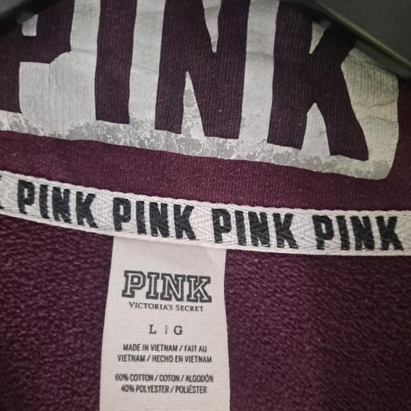 MAROON PINK Sweatshirt with 3/4 Zip Size Large - Picture 2 of 3